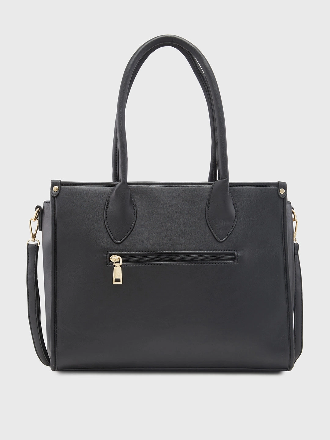 Caprese Checker Medium Black Satchel Bag