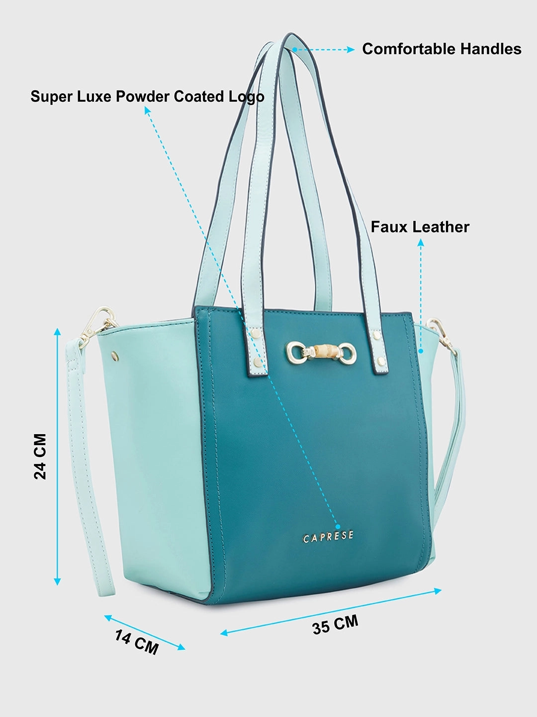Caprese Eva Medium Dark Green Satchel Bag