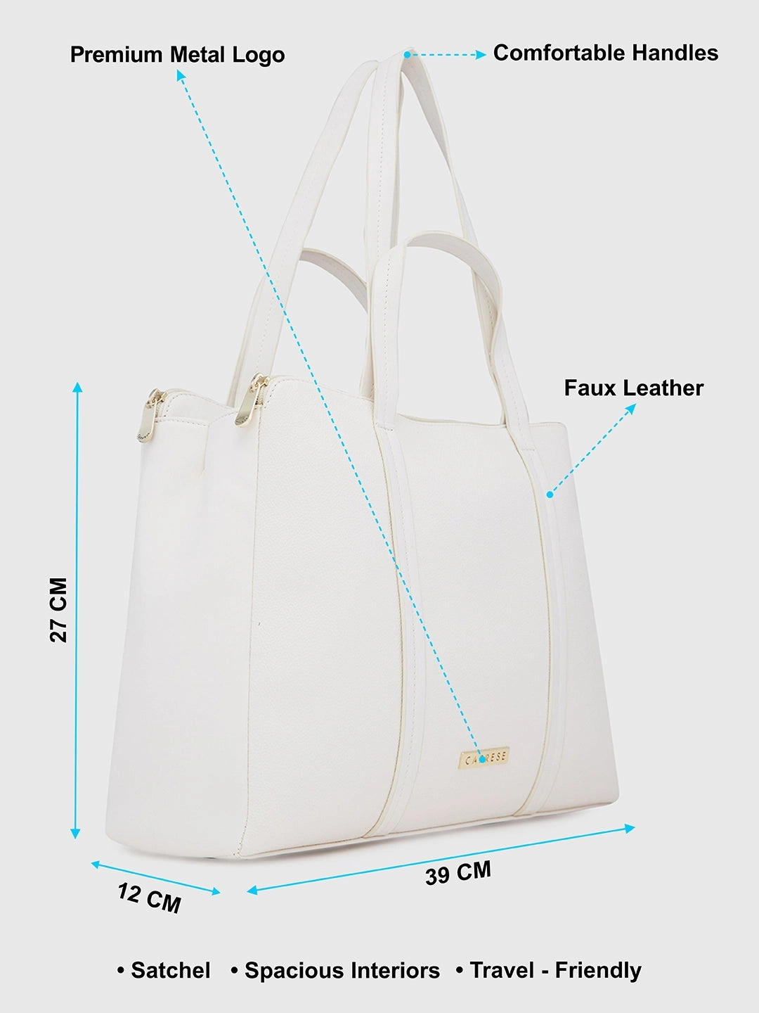 Caprese Jamie Medium Off White Satchel Bag