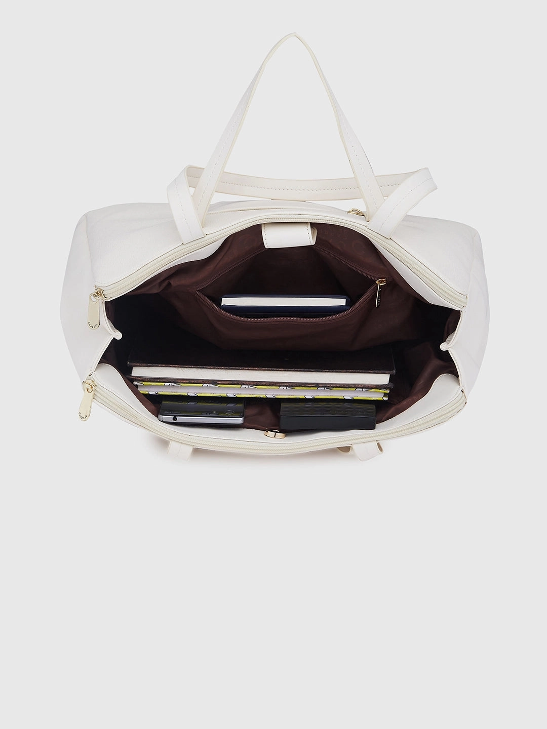 Caprese Jamie Medium Off White Satchel Bag