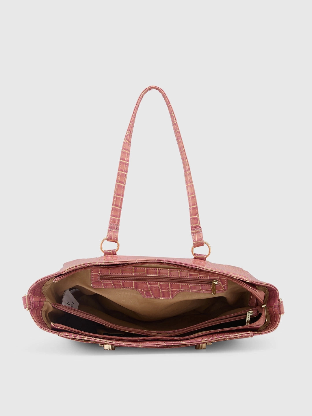 Caprese Miranda Large Croco Pink Satchel Bag