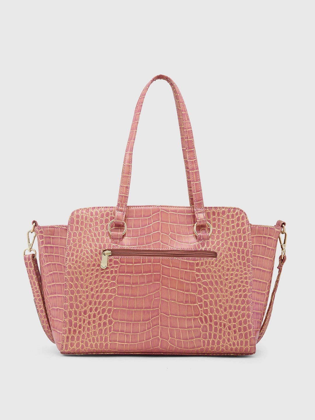 Caprese Miranda Large Croco Pink Satchel Bag