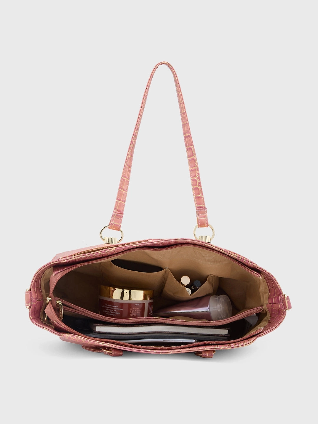 Caprese Miranda Large Croco Pink Satchel Bag