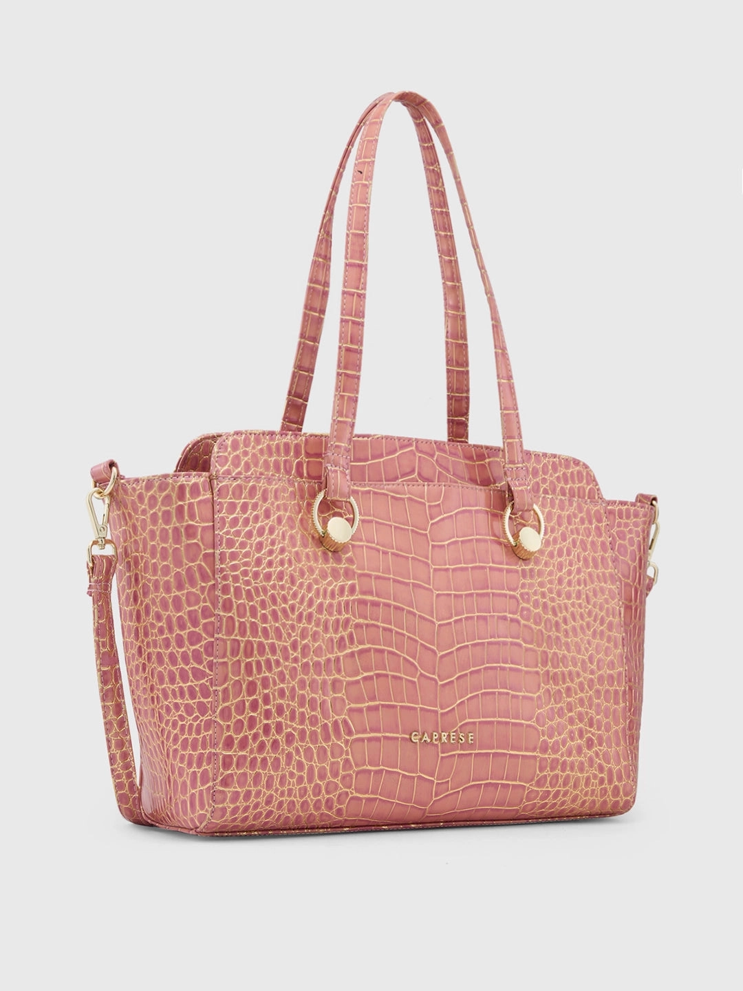 Caprese Miranda Large Croco Pink Satchel Bag