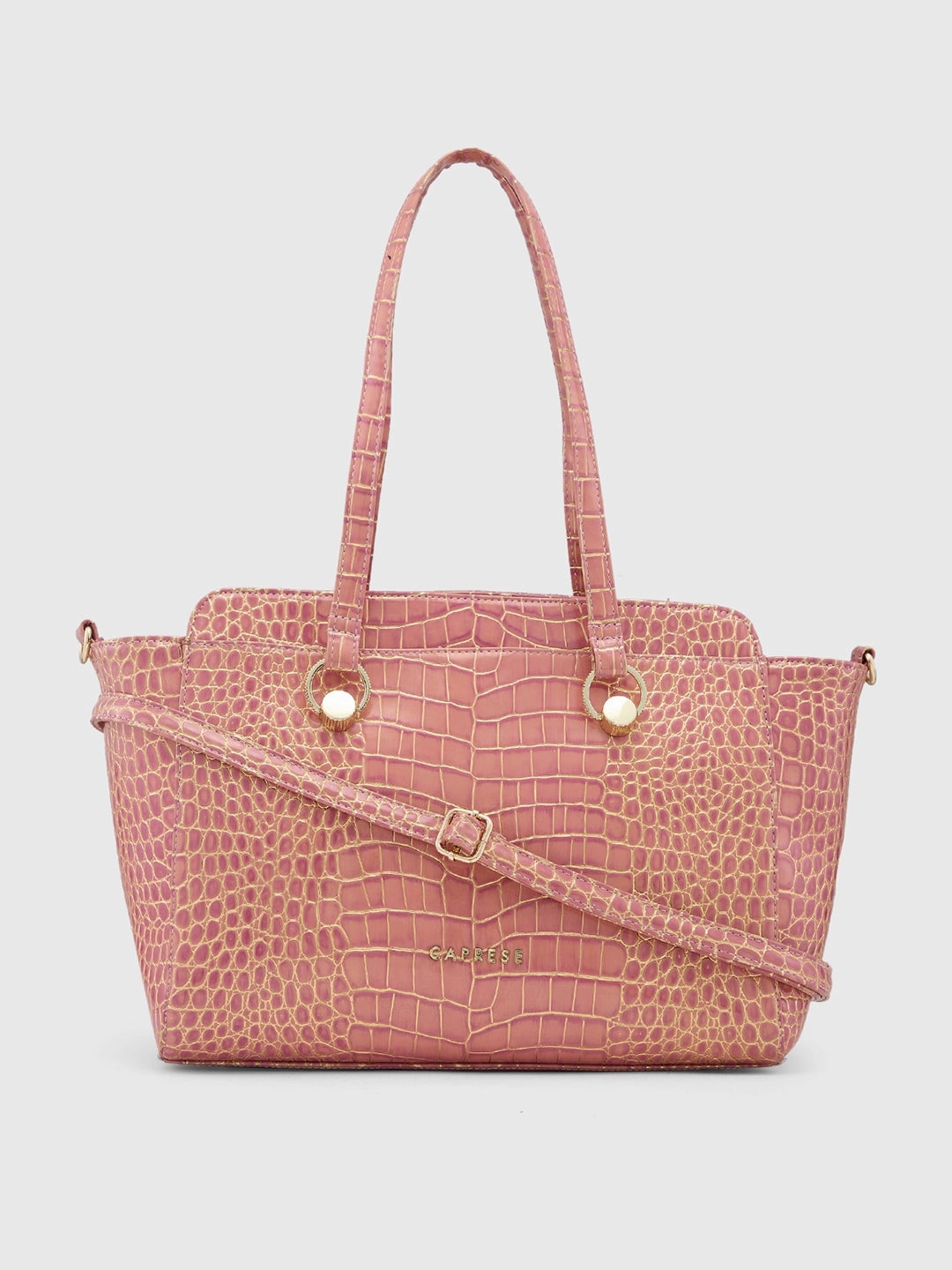 Caprese Miranda Large Croco Pink Satchel Bag