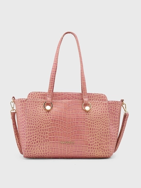 Caprese Miranda Large Croco Pink Satchel Bag
