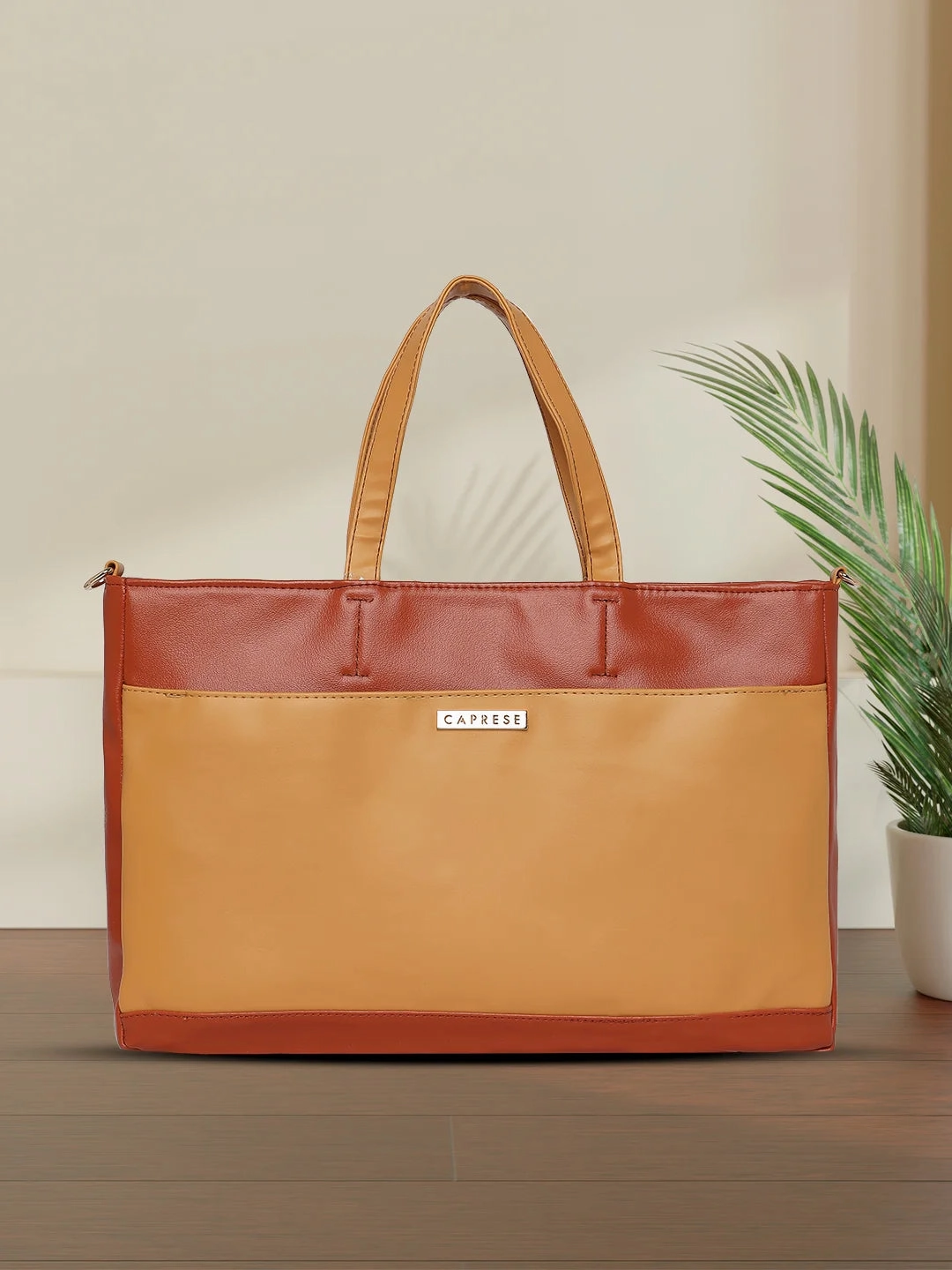 Caprese Ollie Large Tan Laptop Satchel Bag