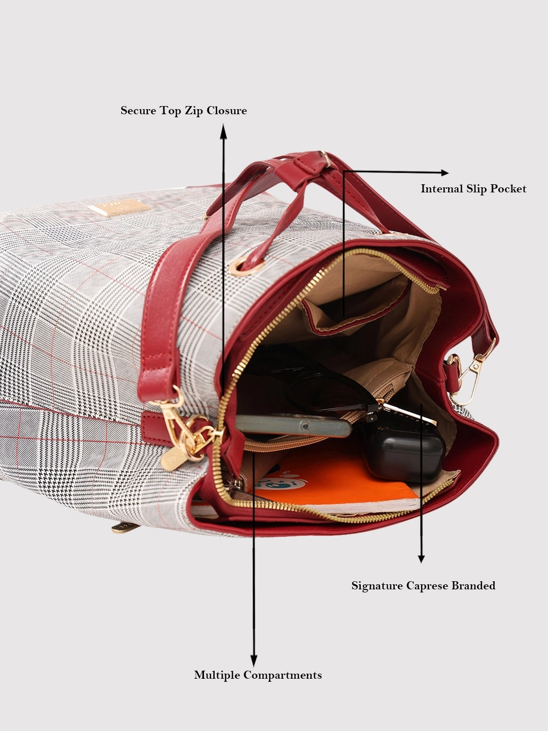 Caprese Remi Large Red Satchel Bag