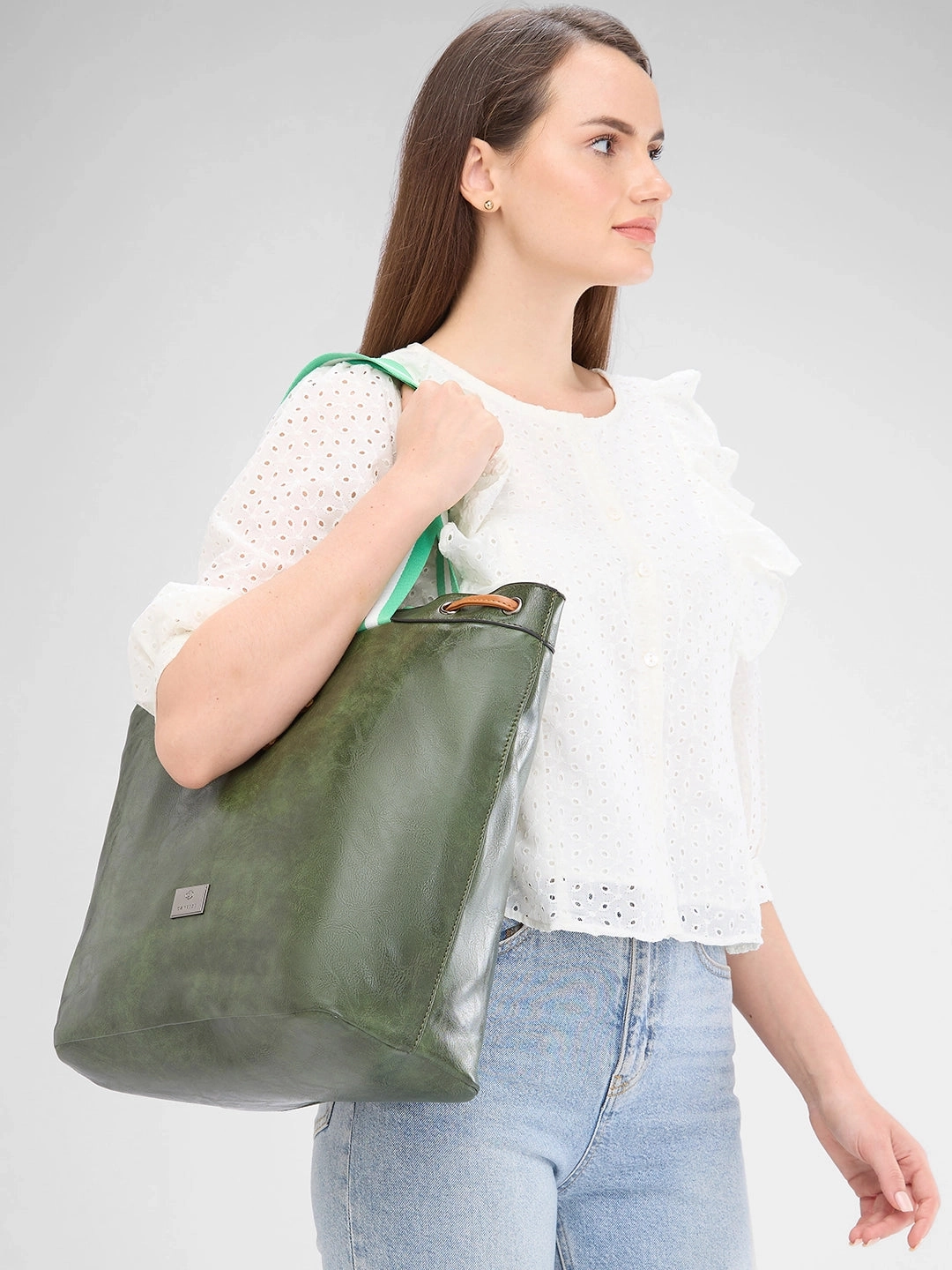 Caprese Sandie Large Olive Satchel Bag