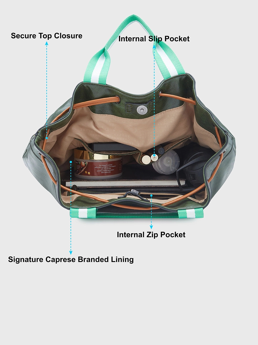 Caprese Sandie Large Olive Satchel Bag