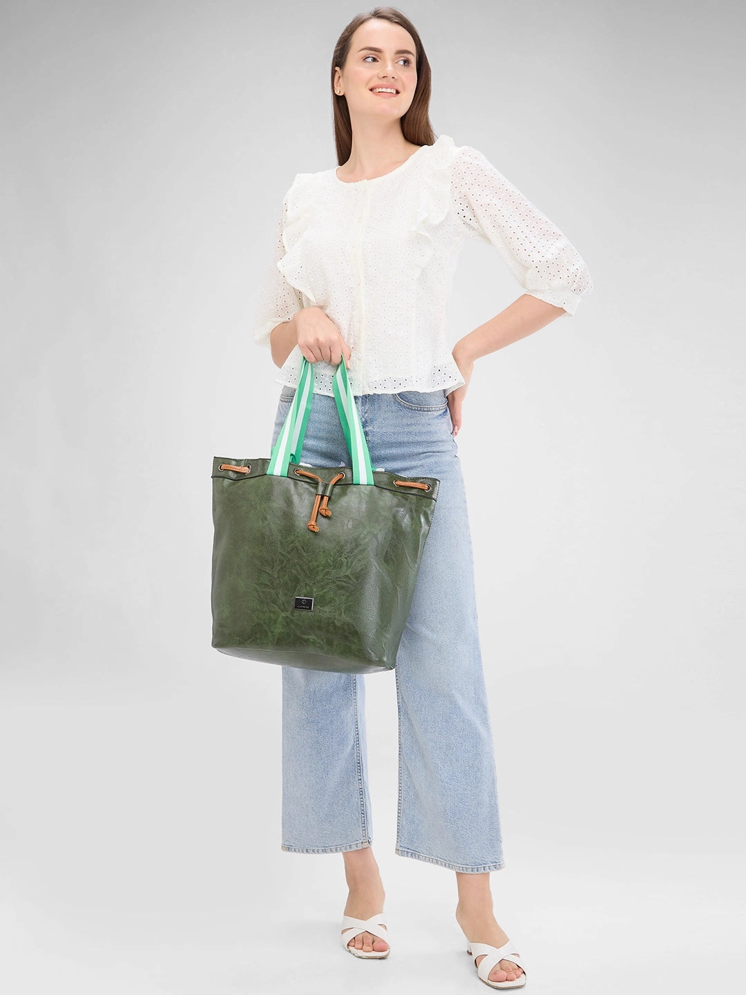 Caprese Sandie Large Olive Satchel Bag