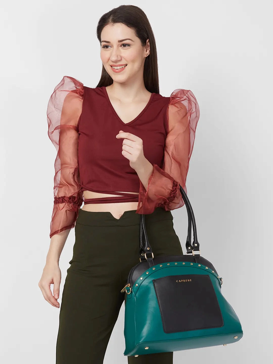 Caprese Shelby Large Black Satchel Bag