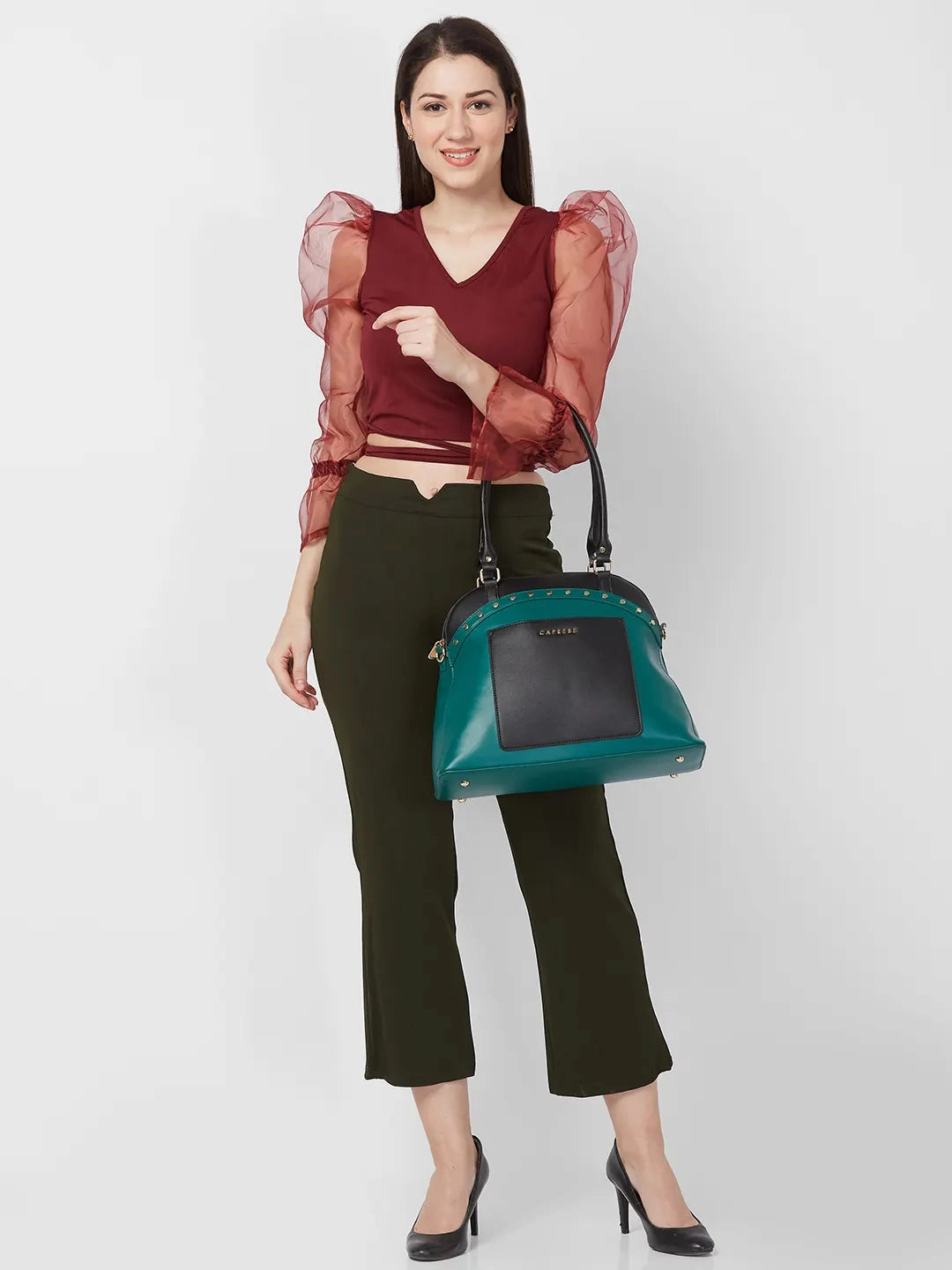 Caprese Shelby Large Black Satchel Bag