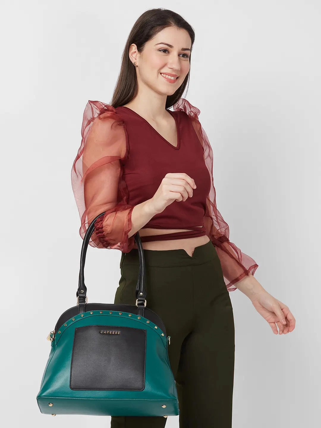 Caprese Shelby Large Black Satchel Bag