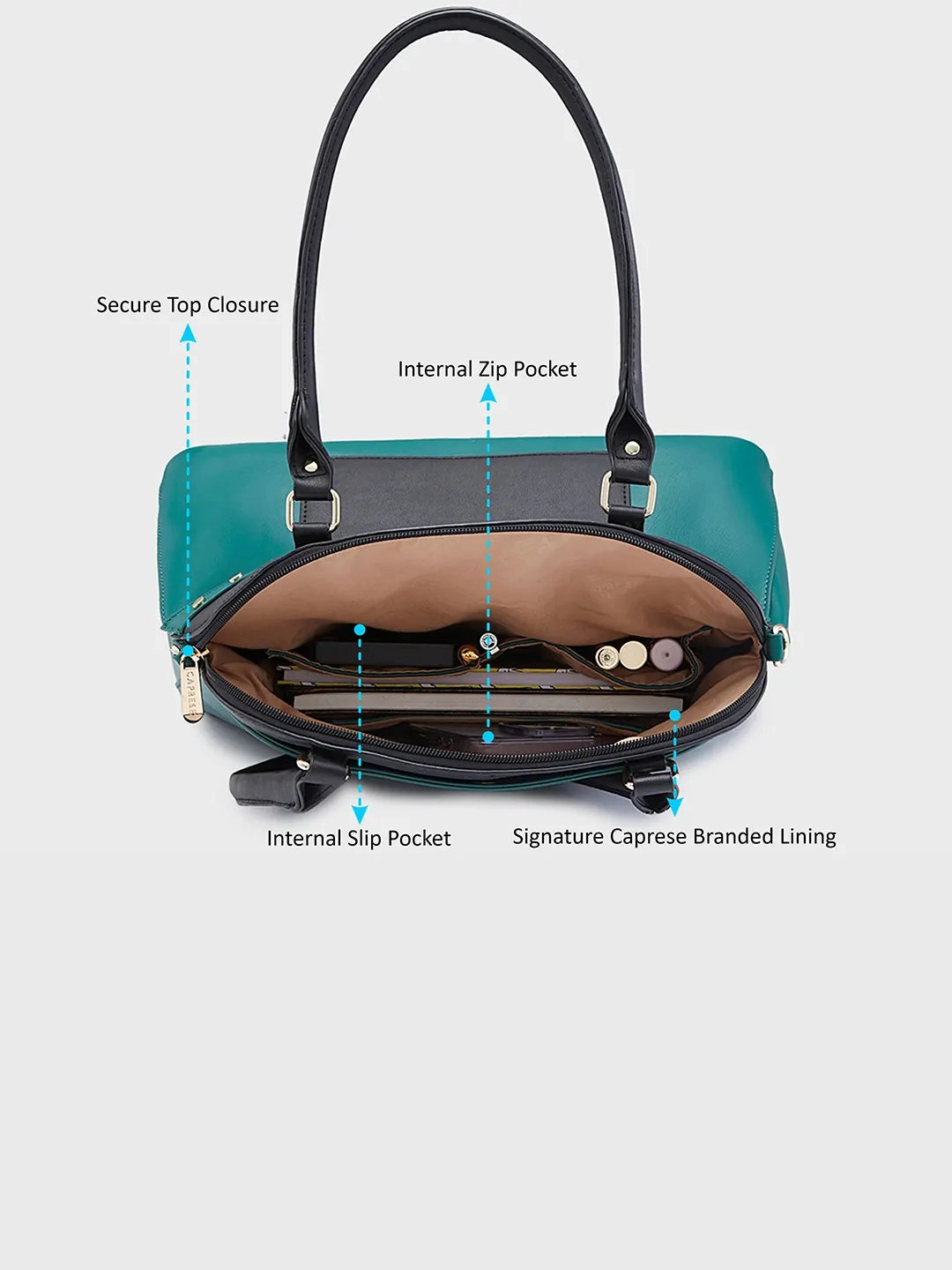 Caprese Shelby Large Black Satchel Bag