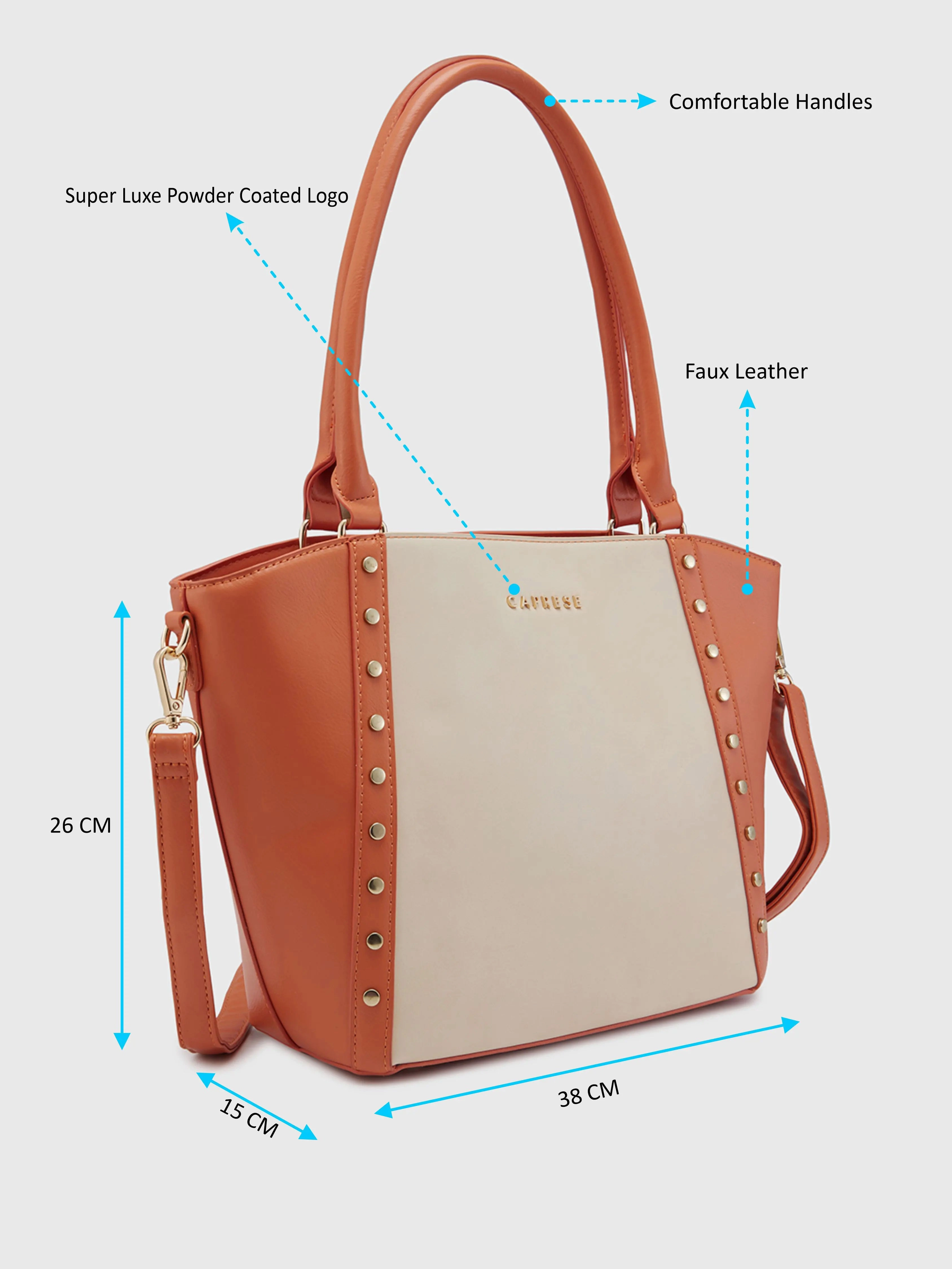 Caprese Shelby Medium Beige Satchel Bag