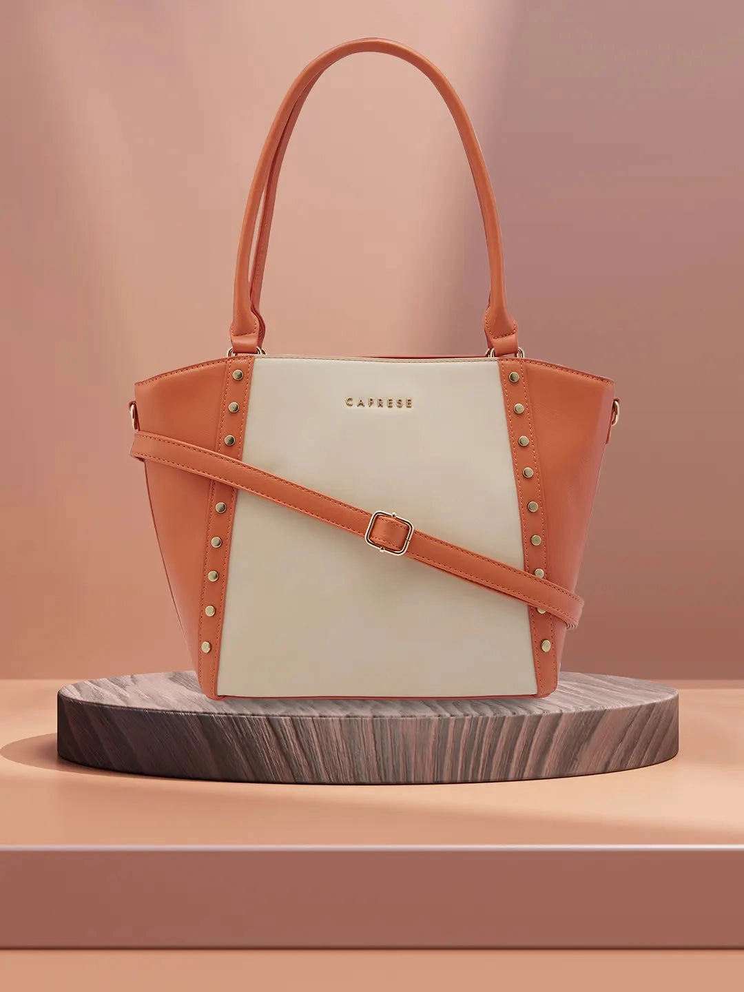 Caprese Shelby Medium Beige Satchel Bag