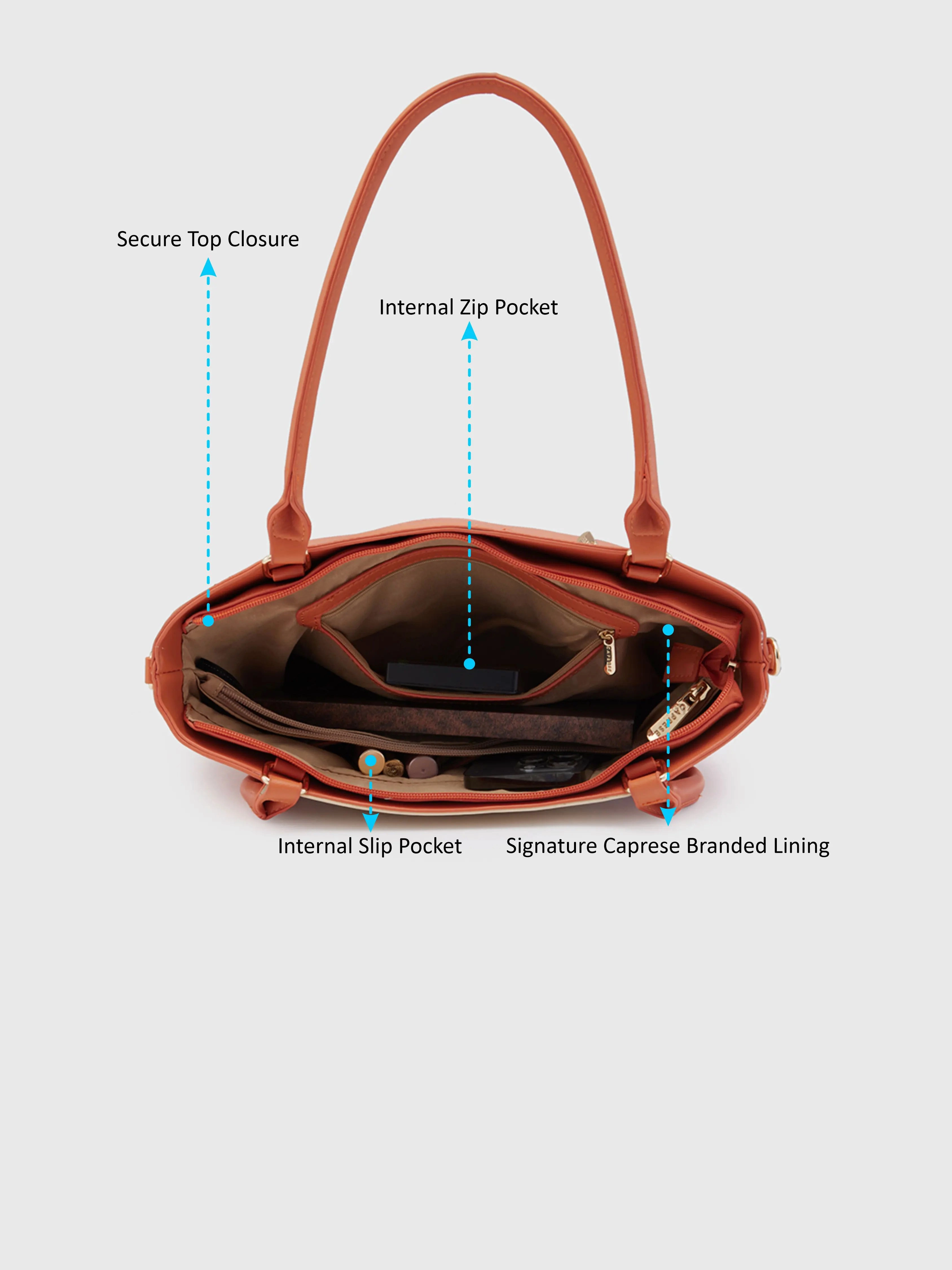 Caprese Shelby Medium Beige Satchel Bag