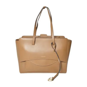 Caramel Leather Flap Shopper Bag L Large