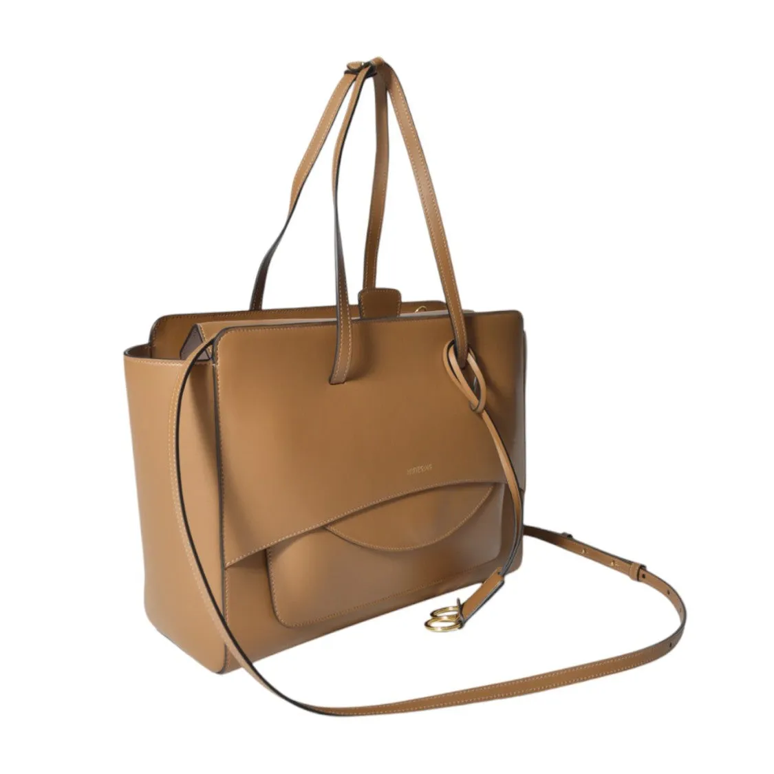 Caramel Leather Flap Shopper Bag L Large