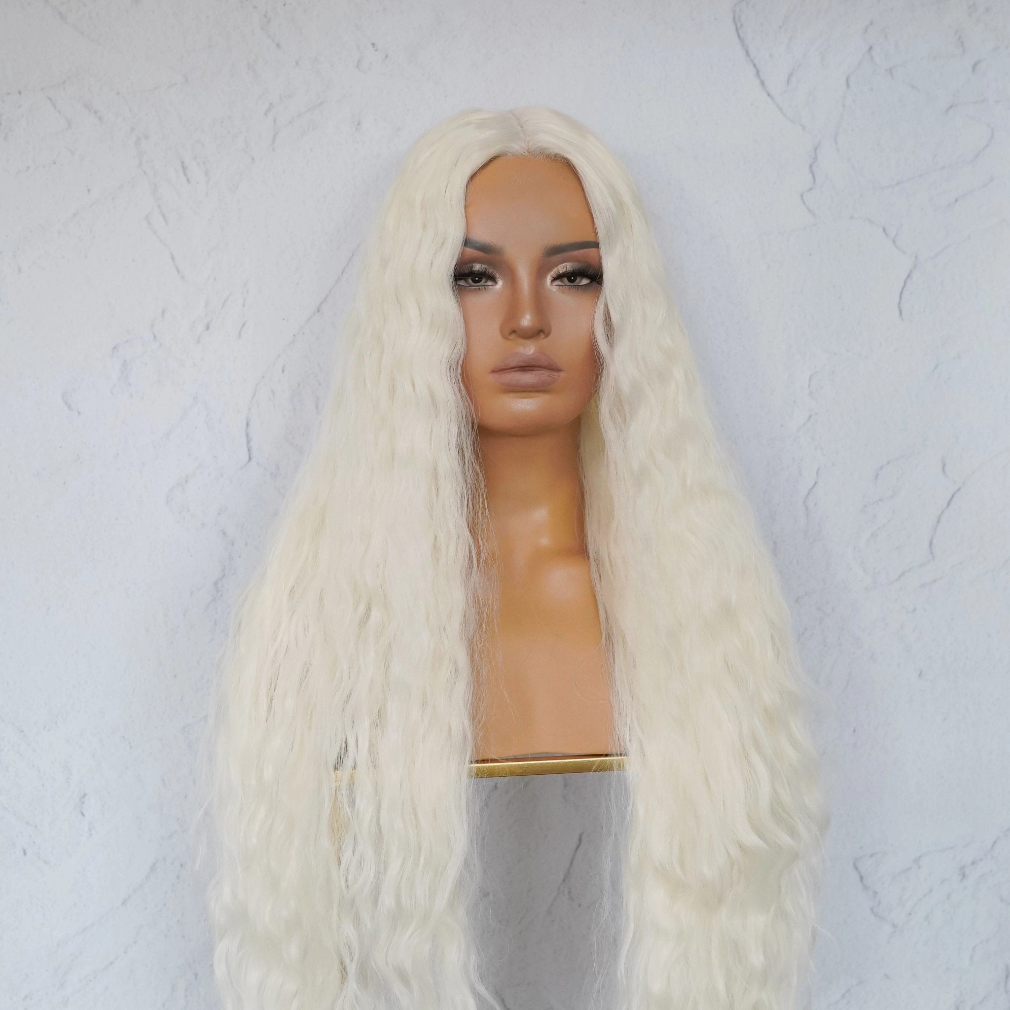 CARDI 40" White Platinum Blonde Lace Front Wig