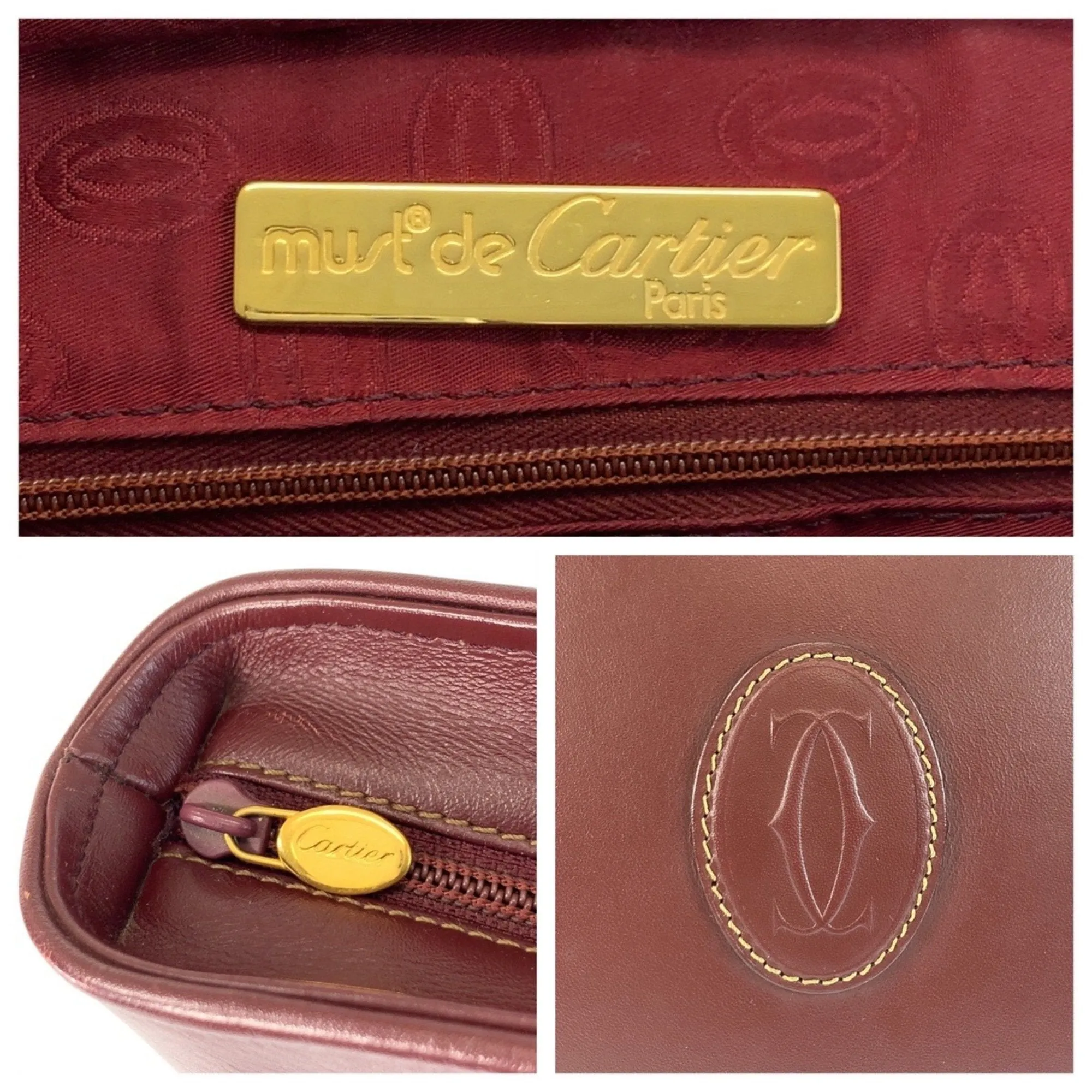 Cartier Leather Shoulder Bag Tote Bag (Pre-Owned)