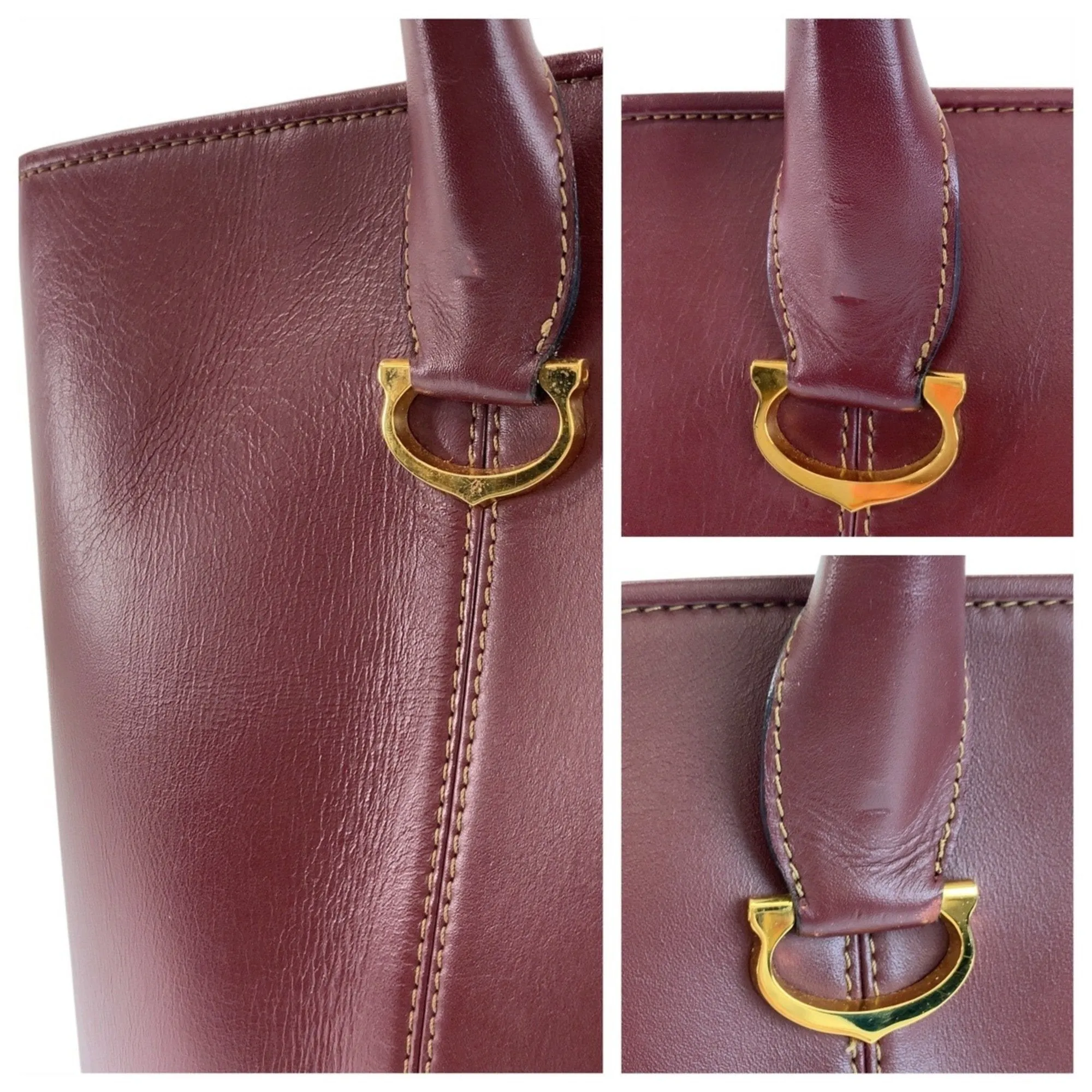 Cartier Leather Shoulder Bag Tote Bag (Pre-Owned)