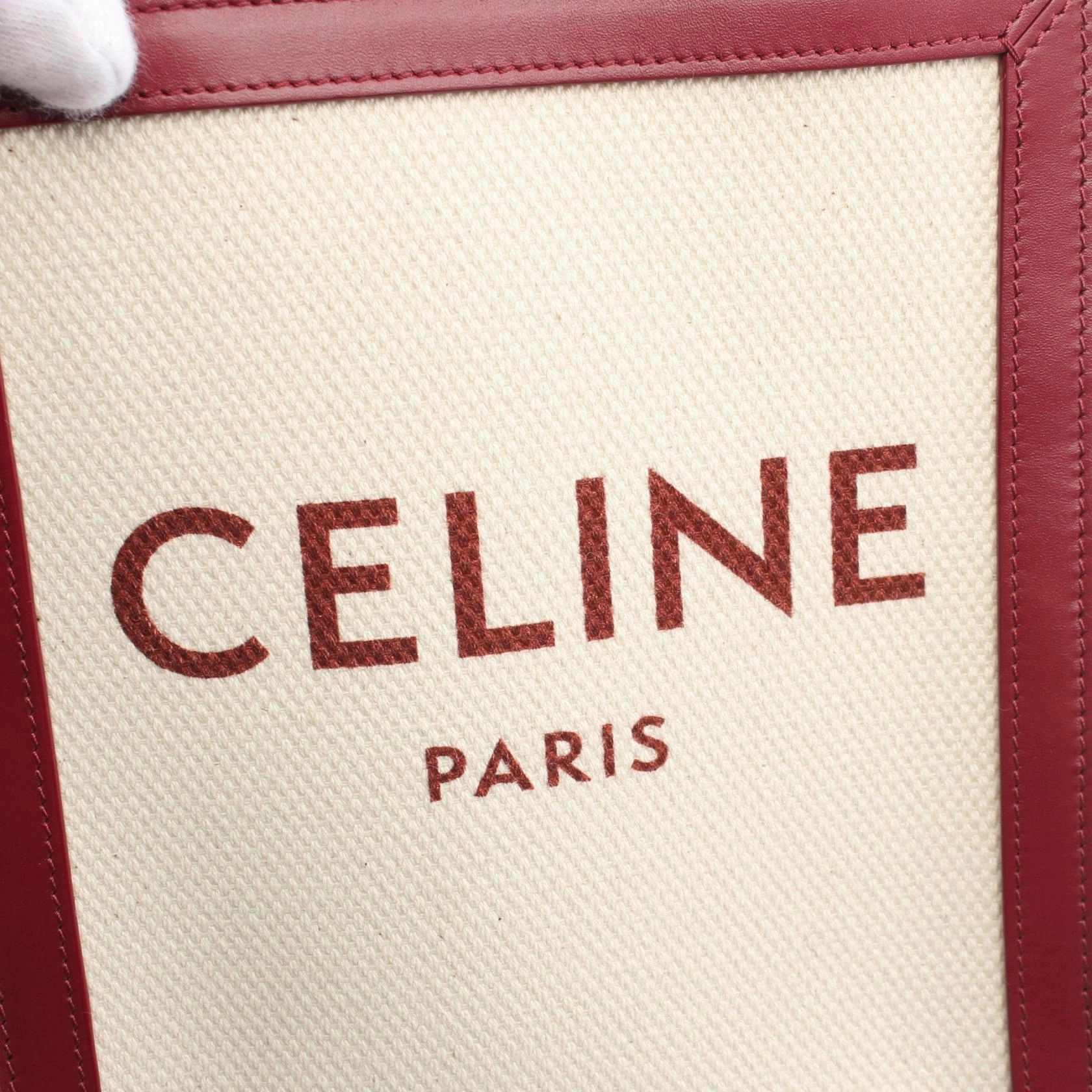 Celine Mini Vertical Cabas Canvas Leather Handbag