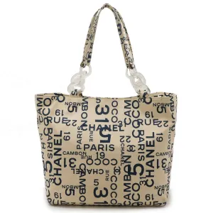 Chanel blue ivory Canvas Plastic Tote Bag (Pre-Owned)