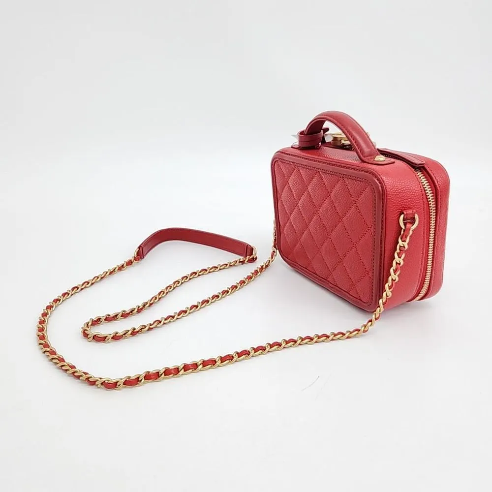 Chanel Caviar Mini Cosmetic Tote And Crossbody Bag
