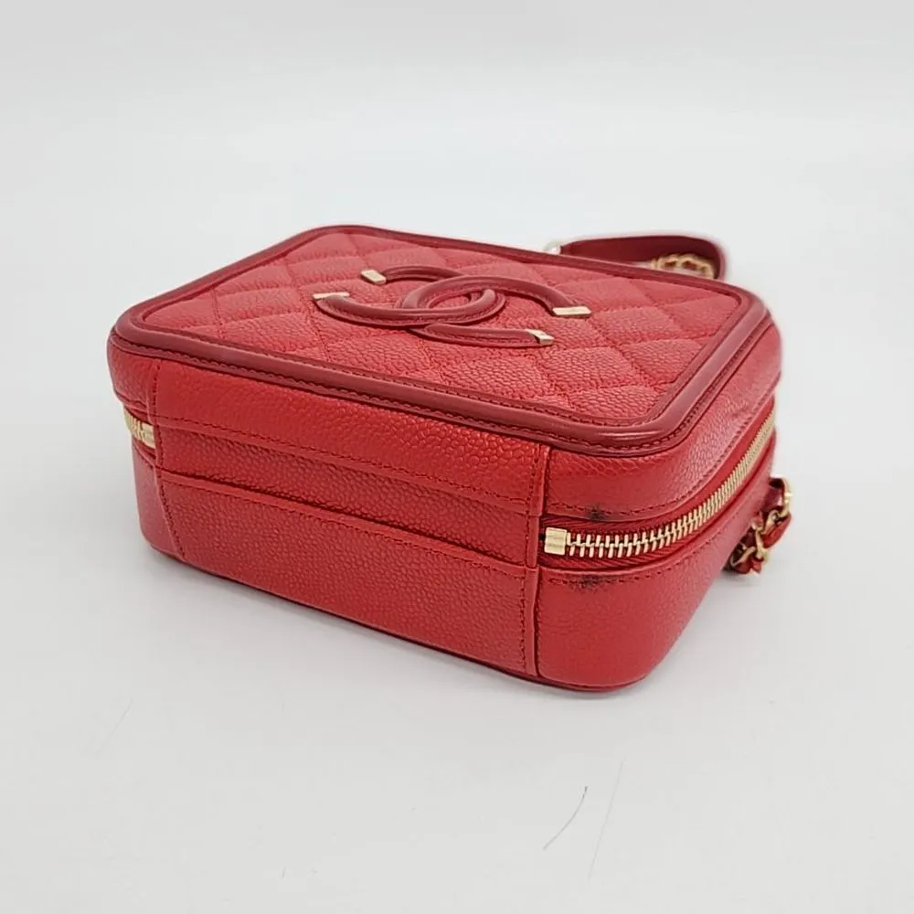 Chanel Caviar Mini Cosmetic Tote And Crossbody Bag