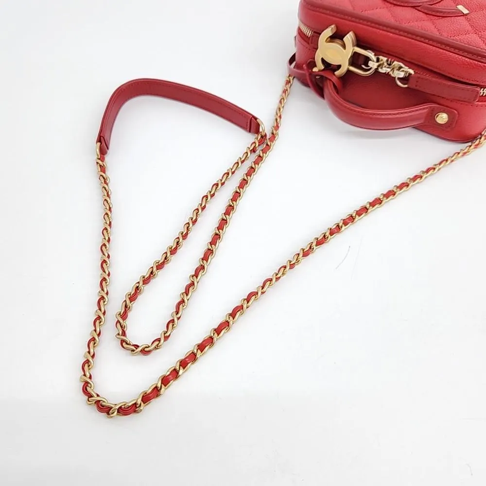 Chanel Caviar Mini Cosmetic Tote And Crossbody Bag