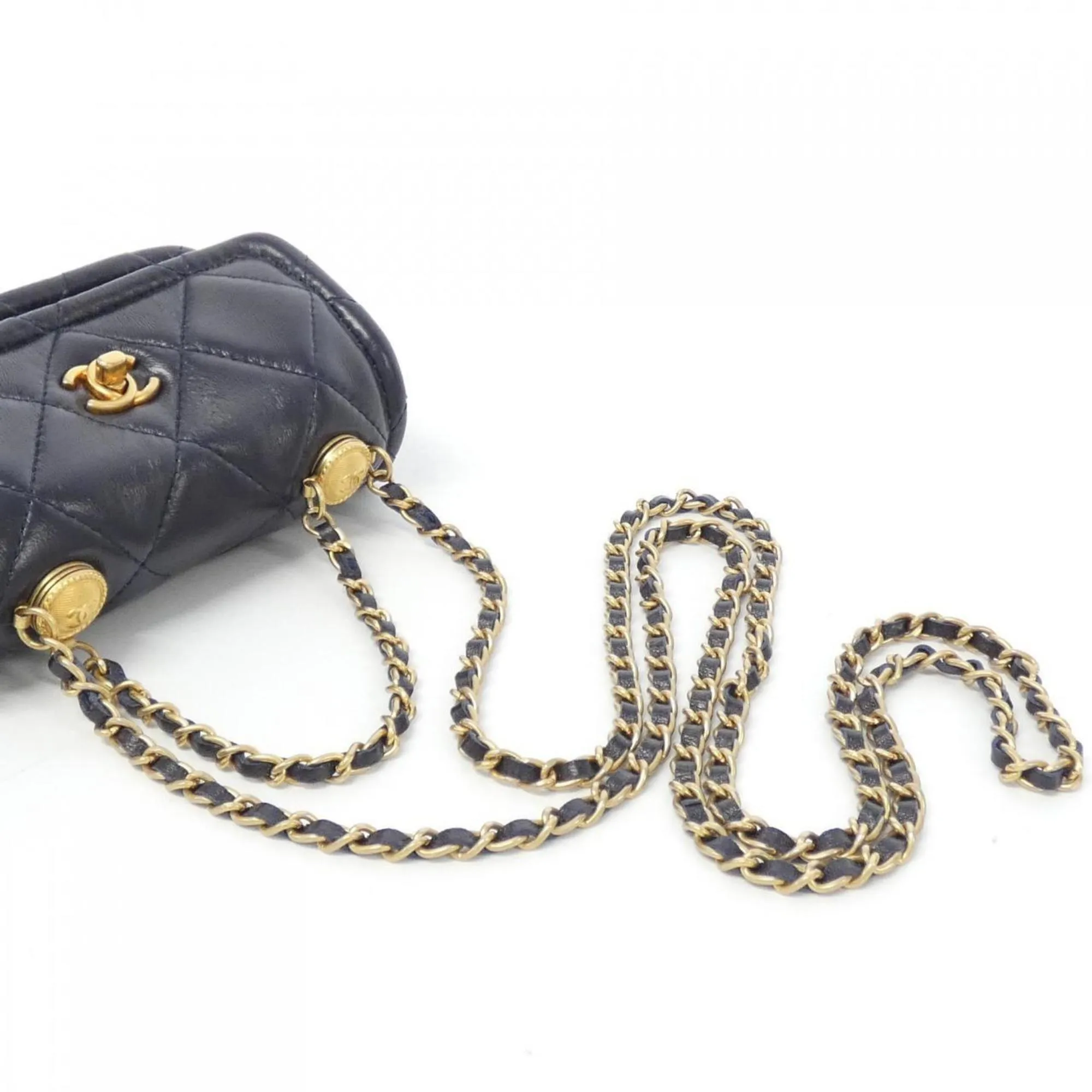 Chanel Leather Clutch Bag Shoulder Bag (Pre-Owned)