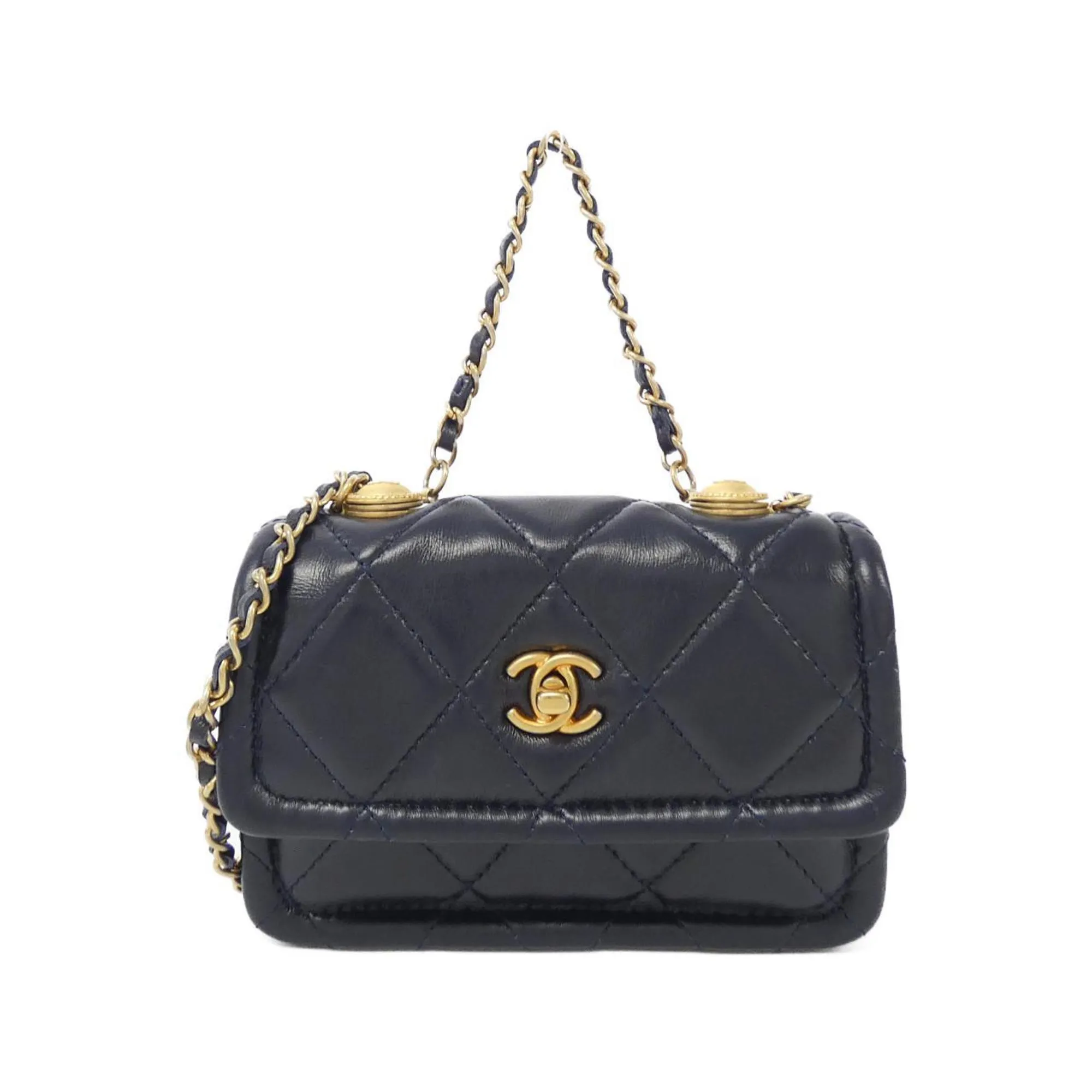 Chanel Leather Clutch Bag Shoulder Bag (Pre-Owned)