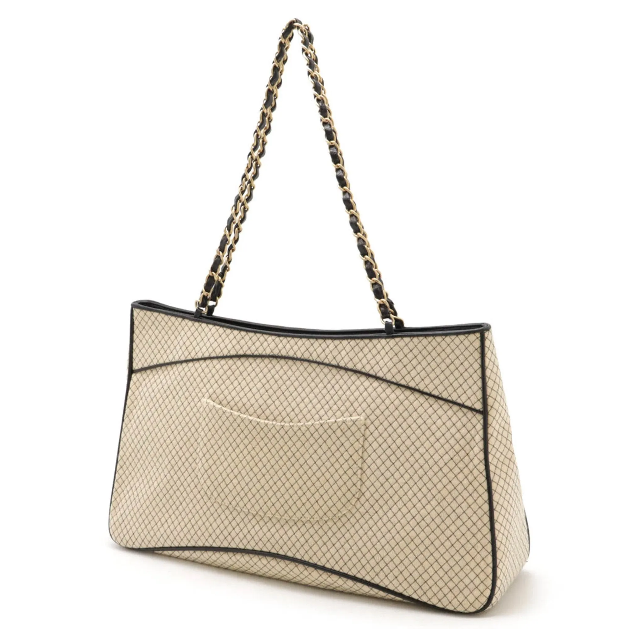Chanel Matelasse ivory Jersey Leather Shoulder Bag Tote Bag (Pre-Owned)