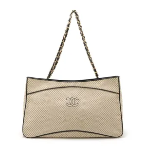 Chanel Matelasse ivory Jersey Leather Shoulder Bag Tote Bag (Pre-Owned)
