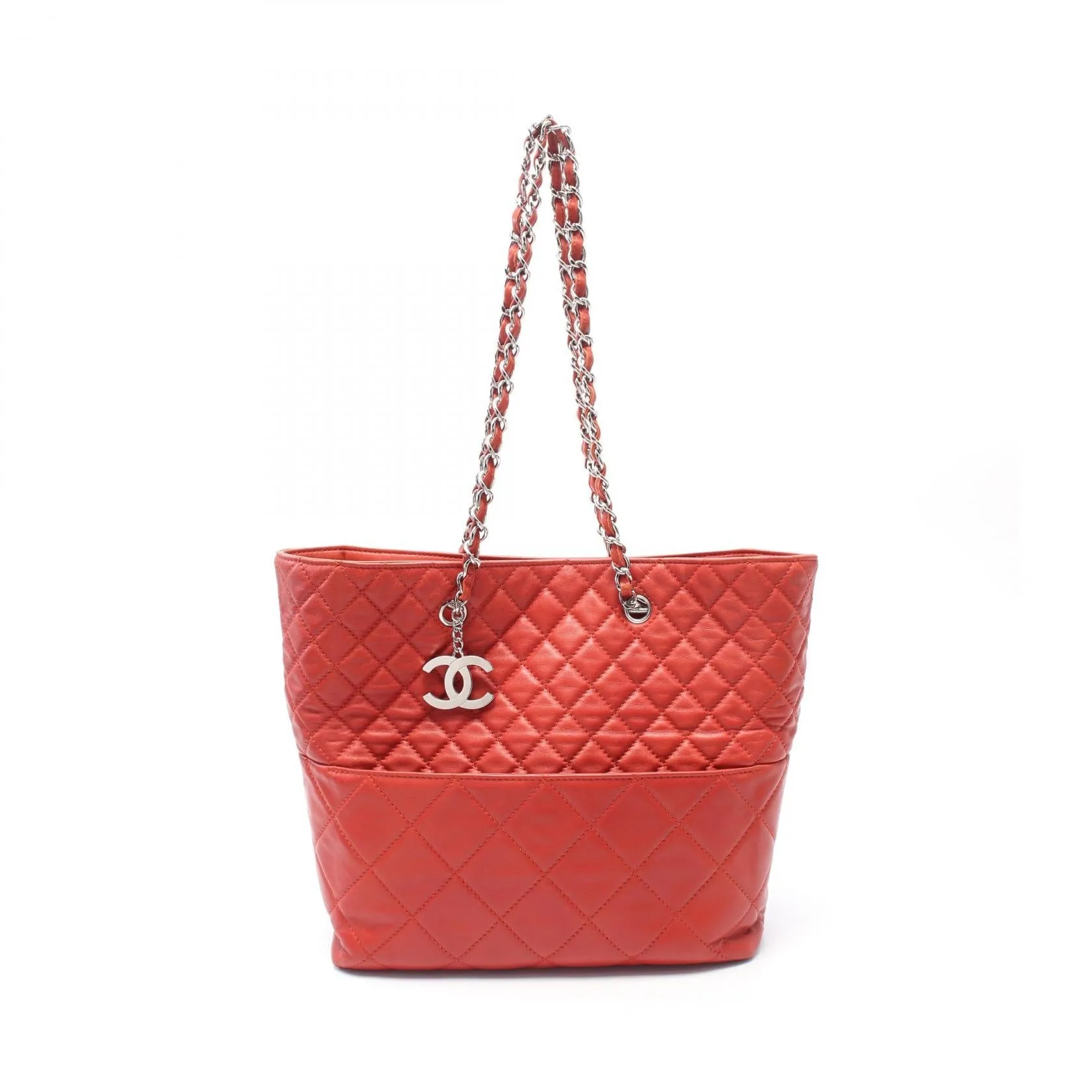 Chanel Matelasse Leather Tote Bag Red