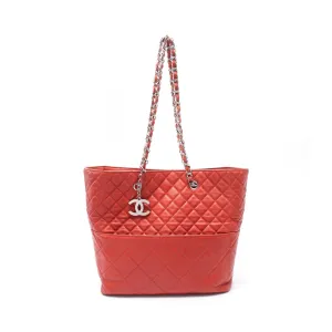 Chanel Matelasse Leather Tote Bag Red