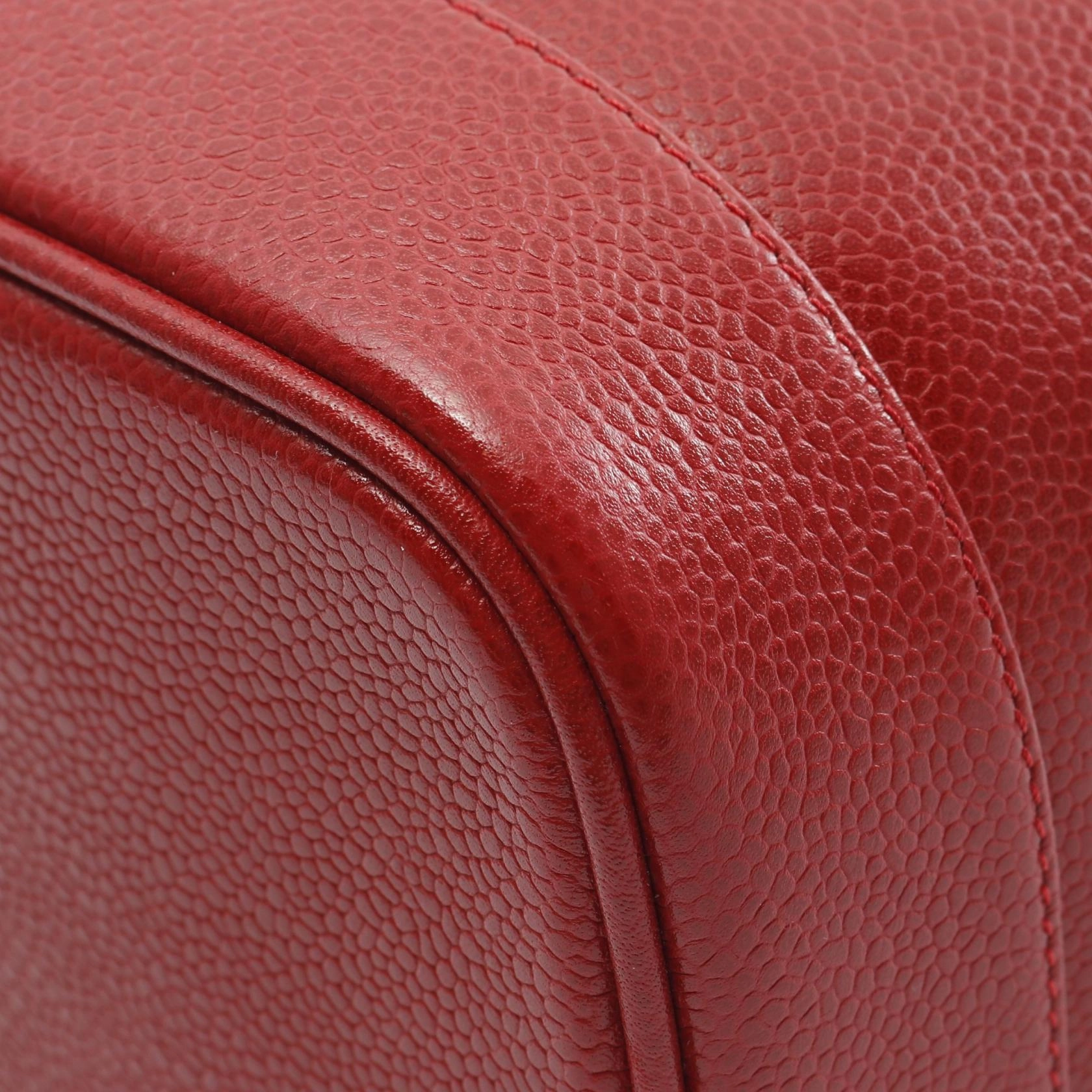 Chanel Coco Mark Leather Handbag Red