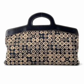 Chanel  Cotton Leather Handbag (Pre-Owned)