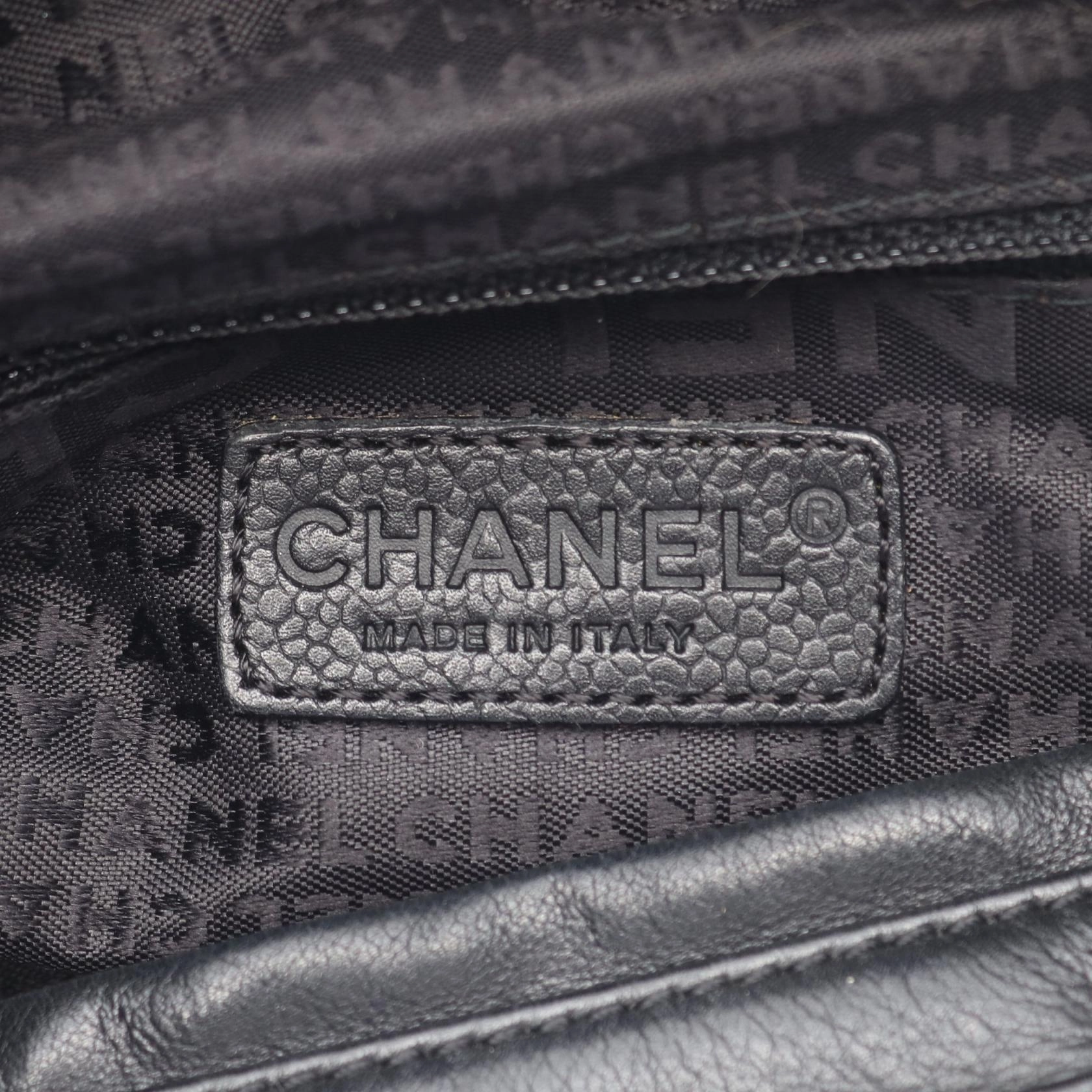 Chanel Leather Fabric Handbag Black/Pink