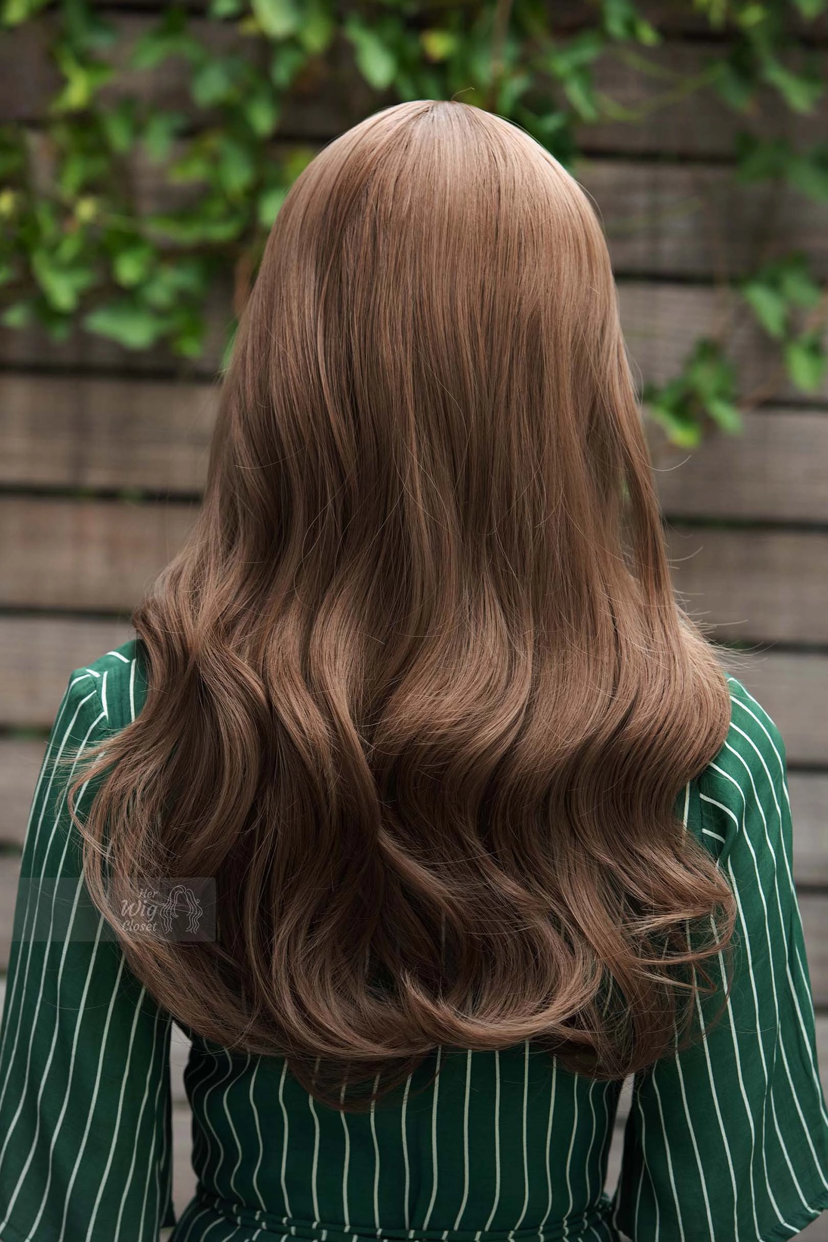Chestnut Brown Wavy Synthetic Wig with Bangs Sadie