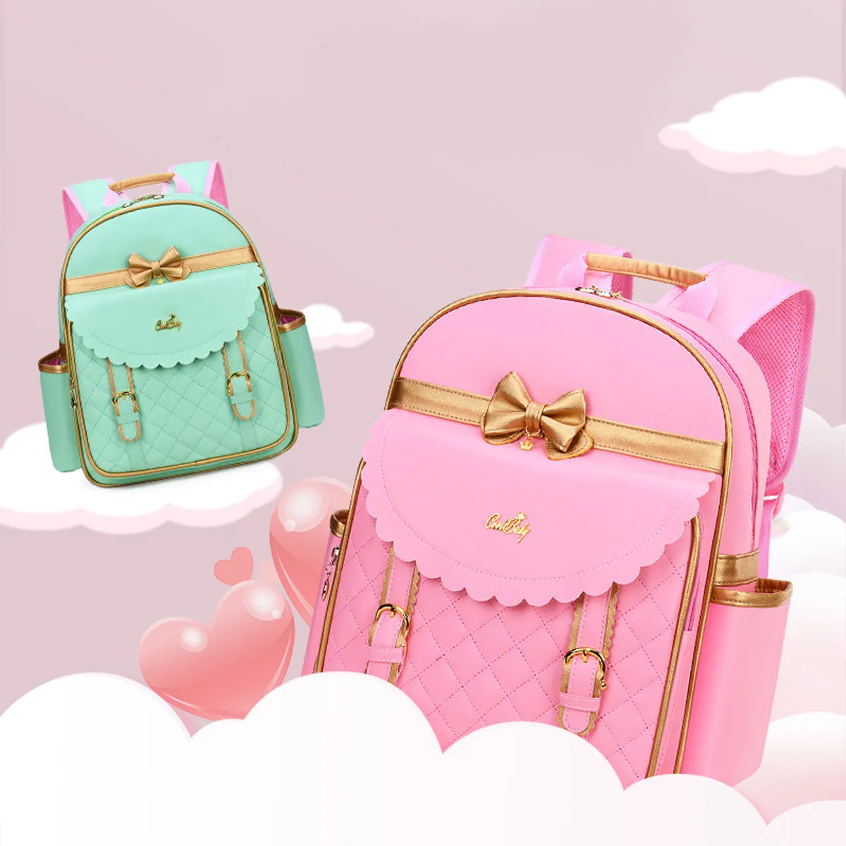 Children Princess Waterproof PU Backpack for Girls