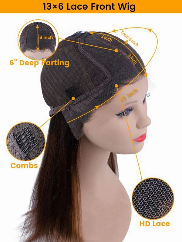 Chinalacewig Deep Wave 13x6 Undetectable HD Lace Front Human Hair Wigs NCF63