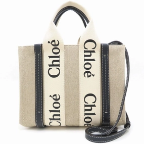 Chlo blue Linen Leather Handbag (Pre-Owned)