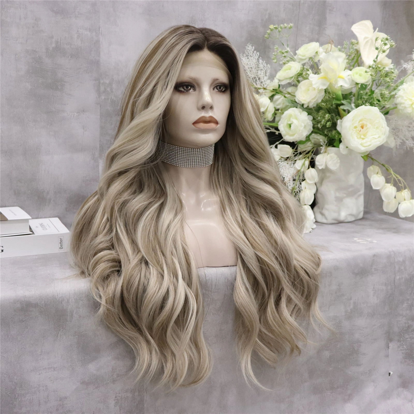 Chloe Imstyle ash brown with highlight darkroot T-part lace front wig