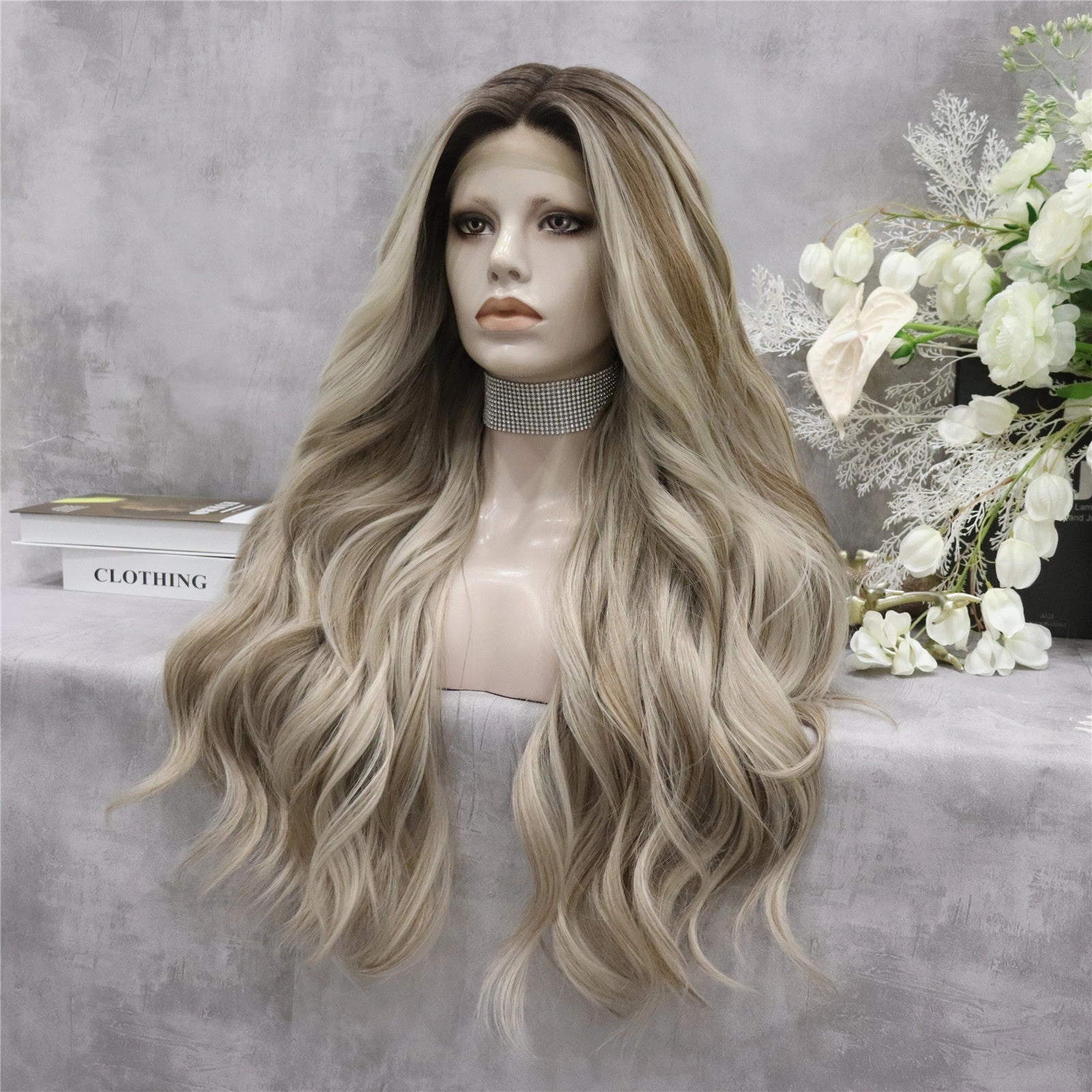Chloe Imstyle ash brown with highlight darkroot T-part lace front wig