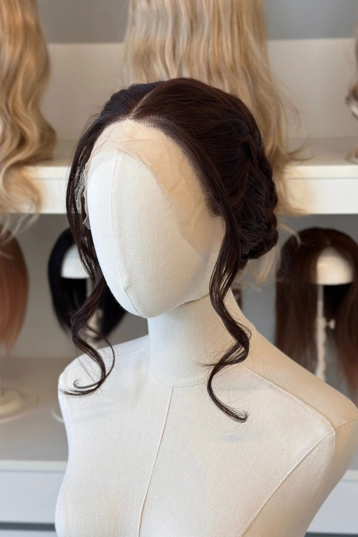 Chocolate Brown Brunette Wavy 13x6 Lace Synthetic Wedding Wig Malani
