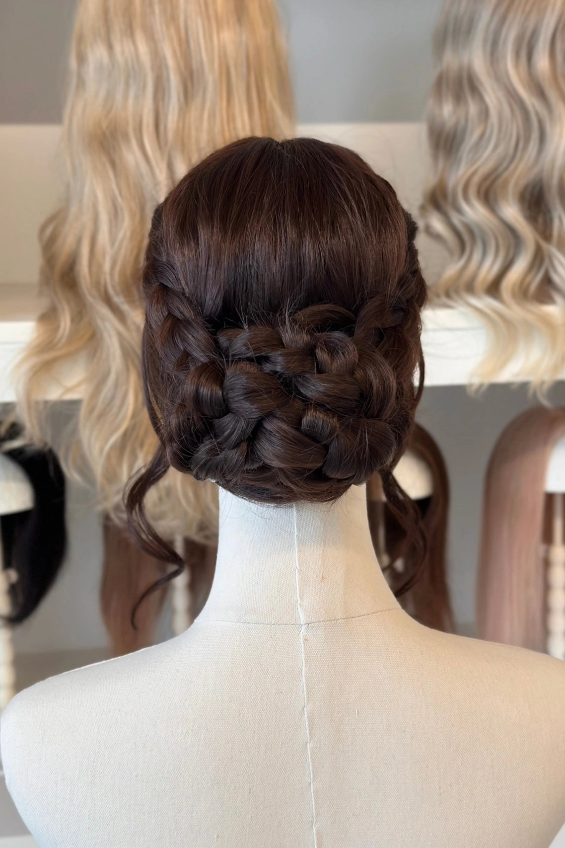 Chocolate Brown Brunette Wavy 13x6 Lace Synthetic Wedding Wig Malani