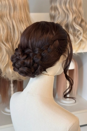Chocolate Brown Brunette Wavy 13x6 Lace Synthetic Wedding Wig Malani